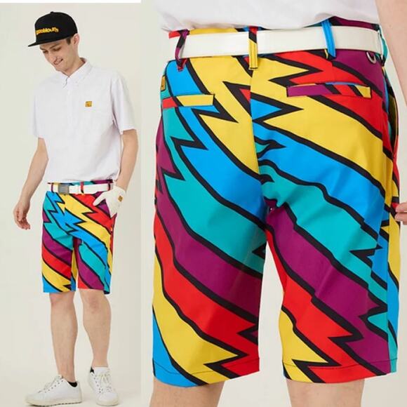 Loudmouth Captain Thunderbolt Golf Shorts Men’s 29 Colorful Geometric Print Gift - Picture 1 of 10